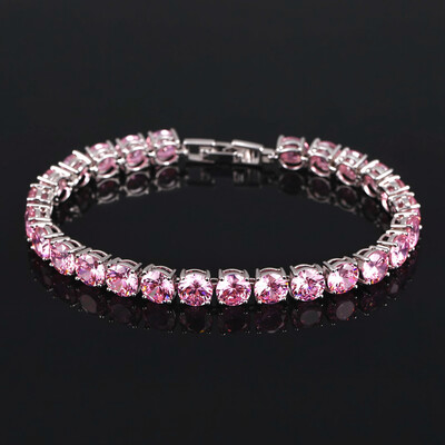 6mm Pink Tennis Bracelet in White Gold
