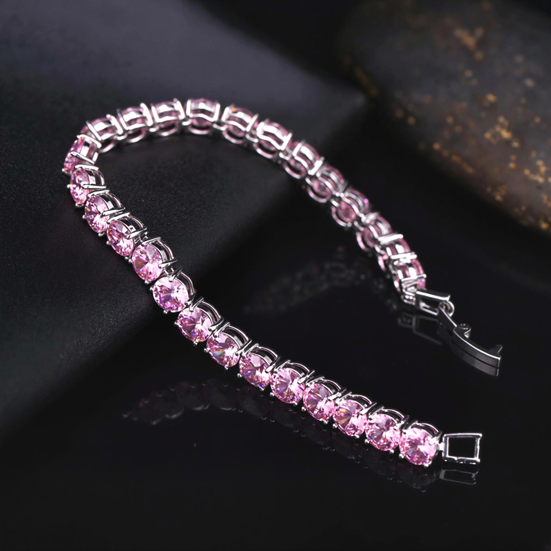 6mm Pink Tennis Bracelet in White Gold 6mm Pink Tennis Bracelet in White Gold