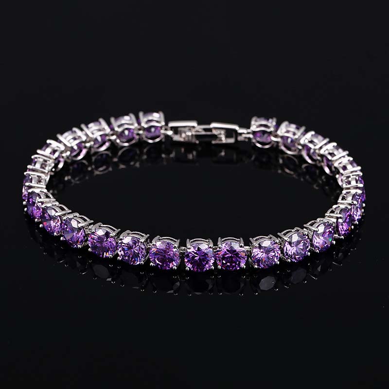 6mm Purple Tennis Bracelet in 18K White Gold