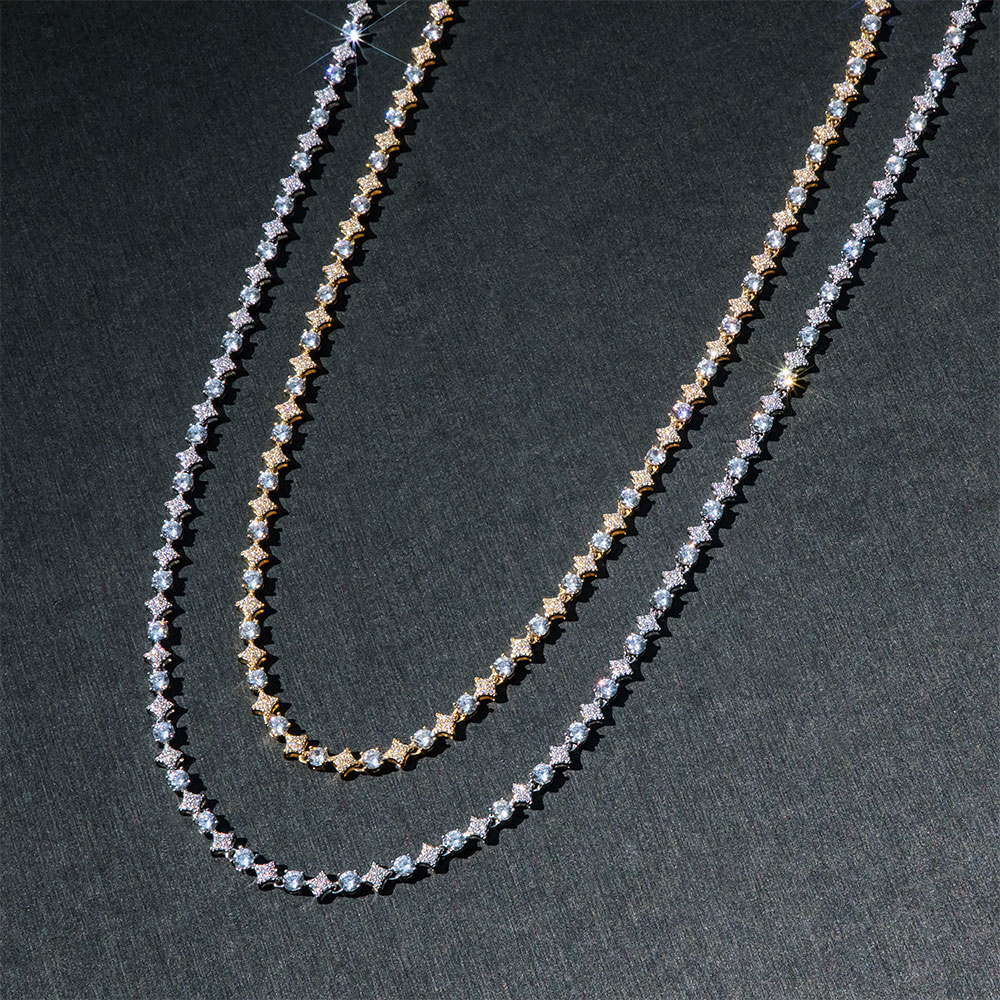 5mm Iced Quadrangular Star Necklace