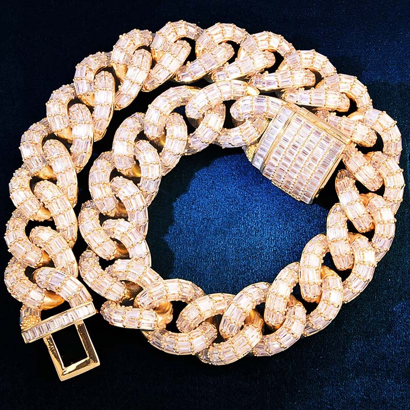 21mm Baguette Cut Cuban Chain