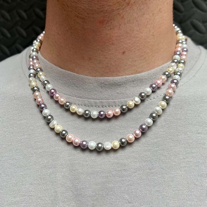 6mm/8mm/10mm Multi Colour Pearl Chain for Men