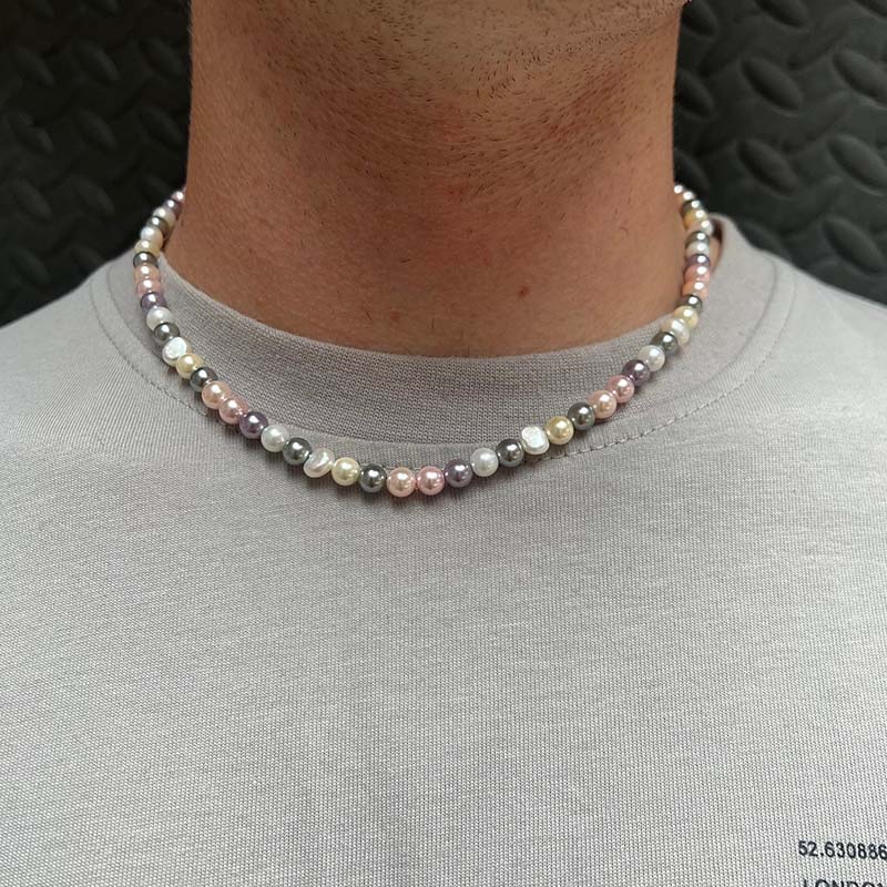 6mm/8mm/10mm Multi Colour Pearl Chain for Men