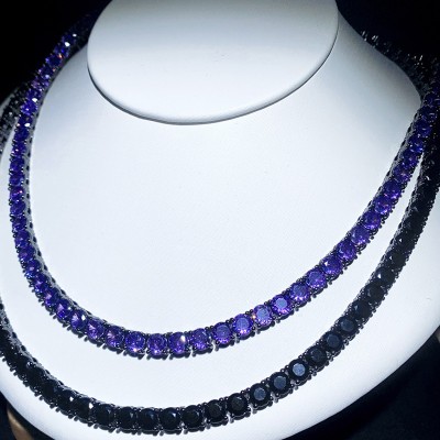 Iced Out Purple 5mm Tennis  Chain in Black Gold