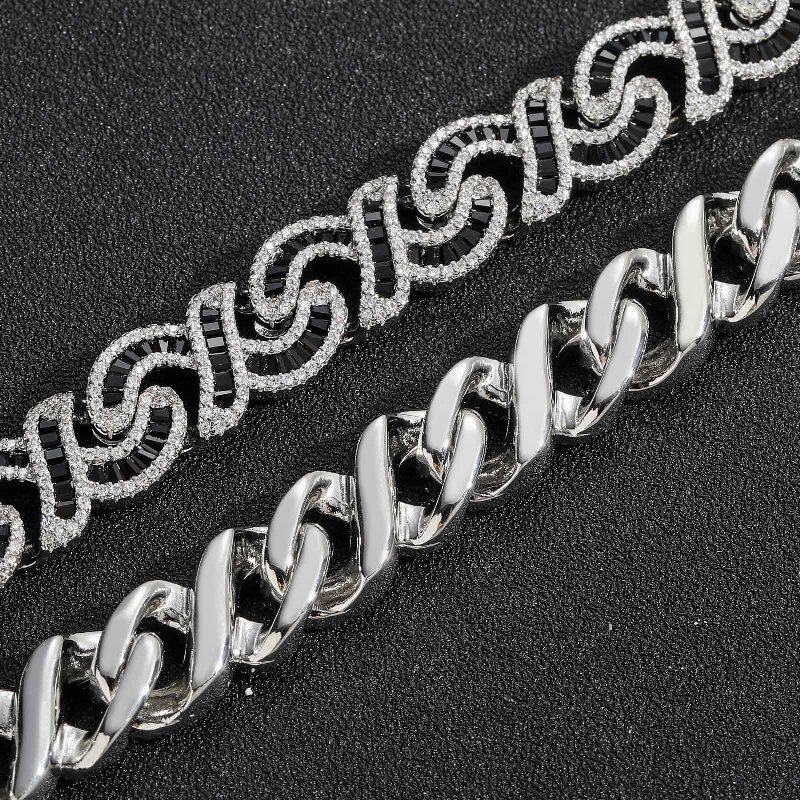 Tapered Baguette Cut Black Diamonds Infinity Sign Necklace