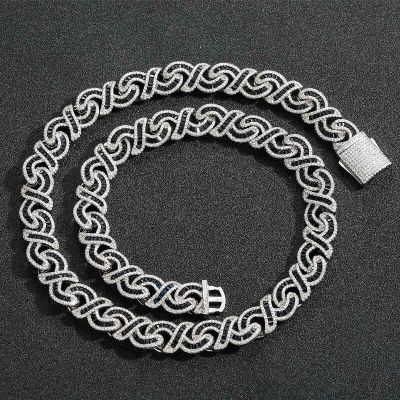 Tapered Baguette Cut Black Diamonds Infinity Sign Necklace