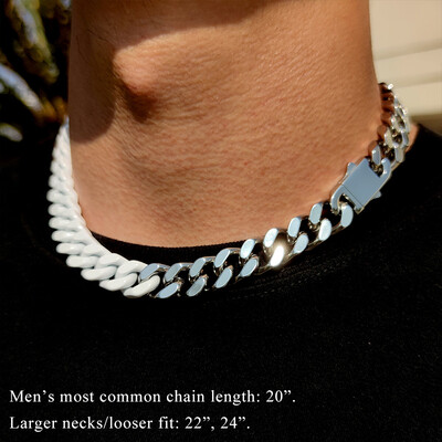 13mm Titanium Steel Lacquered Two-color Cuban Necklace