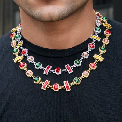 Colorful Diamonds Baguette Cut Necklace