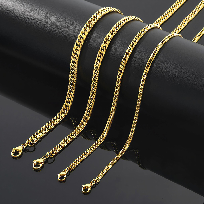 2.5/3.5/4.5/5.5/6/7/8/9/10/13mm Cuban Chain in Gold 2.5/3.5/4.5/5.5/6/7/8/9/10/13mm Cuban Chain in Gold