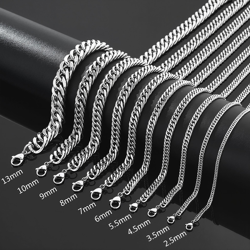 2.5/3.5/4.5/5.5/6/7/8/9/10/13mm Stainless Steel Cuban Chain 2.5/3.5/4.5/5.5/6/7/8/9/10/13mm Stainless Steel Cuban Chain