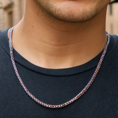 3mm Coffee Tennis Chain in White Gold