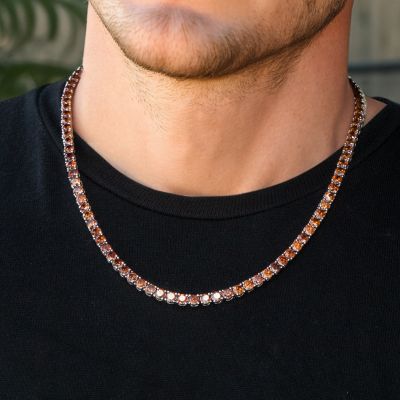 5mm Coffee Tennis Chain in White Gold