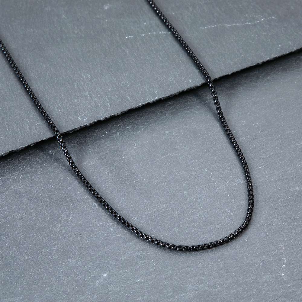 2.3mm Round Box Chain in Black Gold/Blue