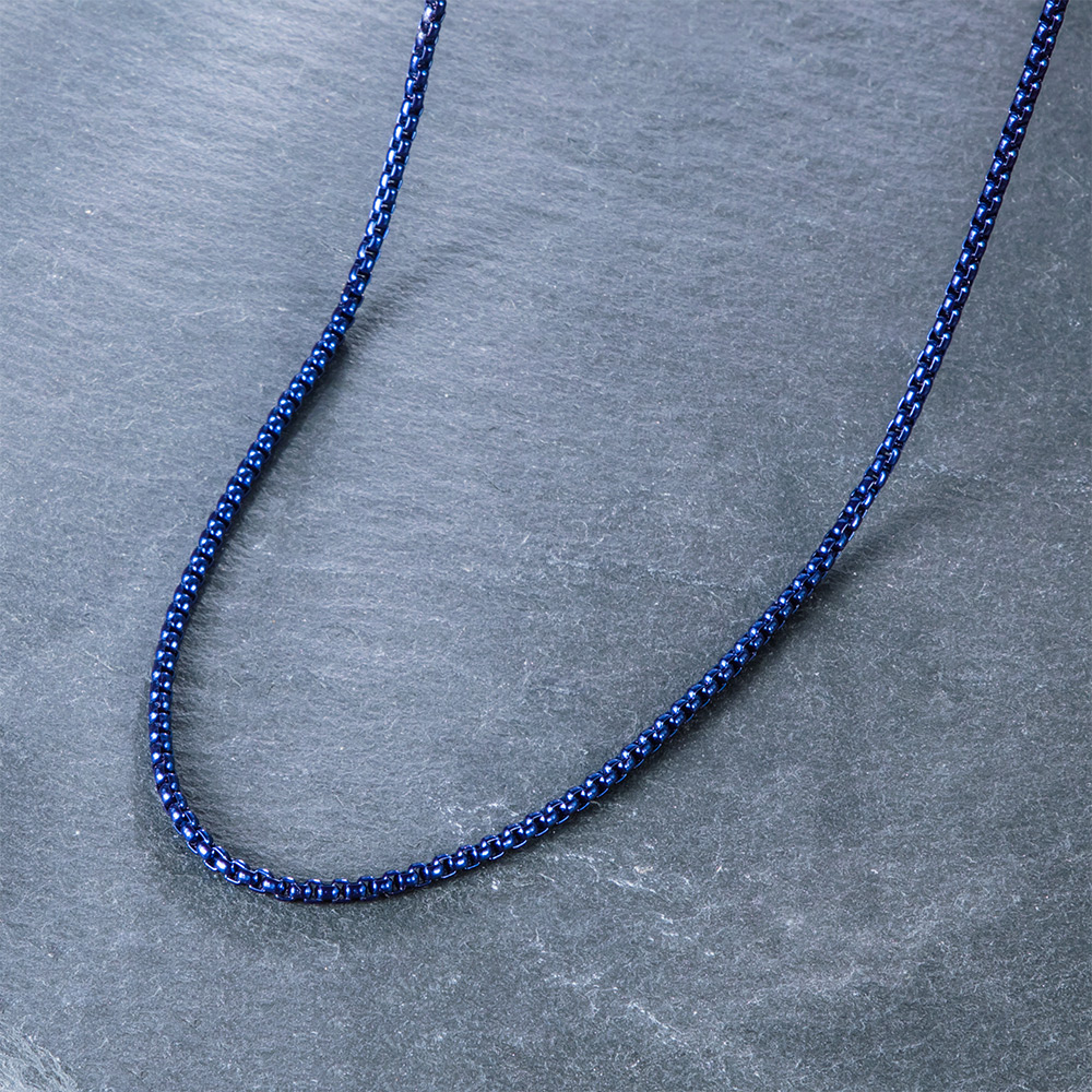 2.3mm Round Box Chain in Black Gold/Blue