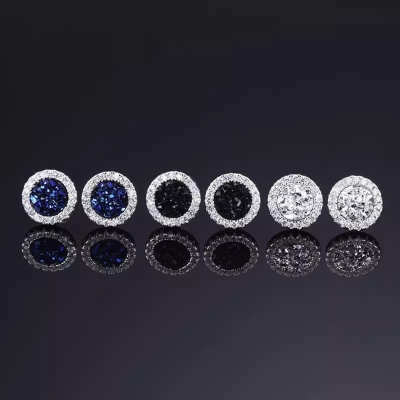 Multicolor Crushed Diamond Round Magnetic Earrings