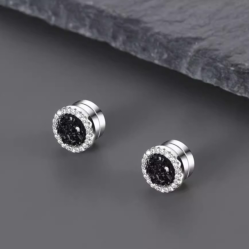 Multicolor Crushed Diamond Round Magnetic Earrings