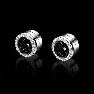 Multicolor Crushed Diamond Round Magnetic Earrings