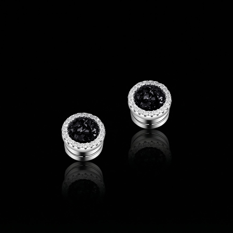 Multicolor Crushed Diamond Round Magnetic Earrings