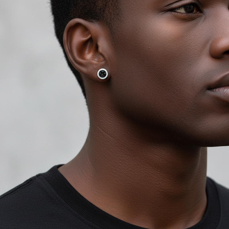 Multicolor Crushed Diamond Round Magnetic Earrings