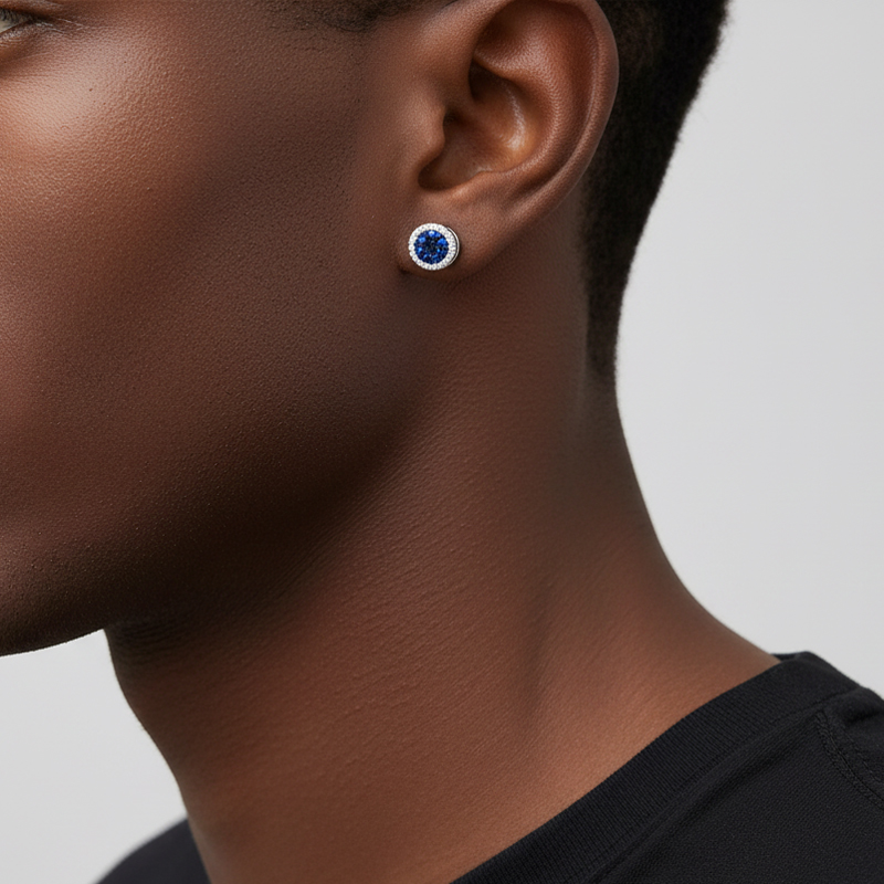 Multicolor Crushed Diamond Round Magnetic Earrings