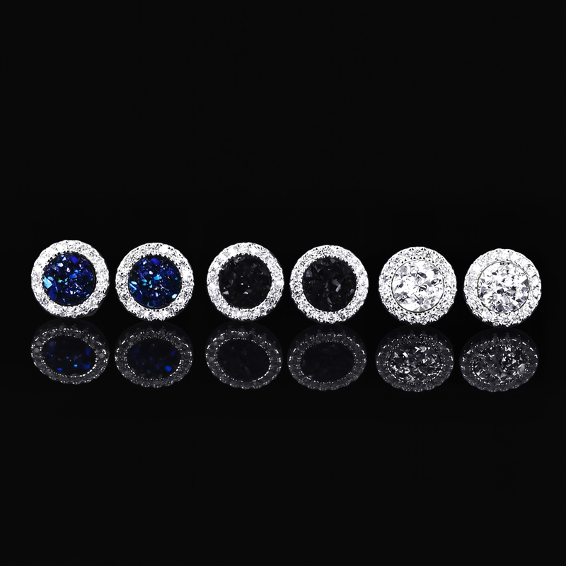 Multicolor Crushed Diamond Round Magnetic Earrings