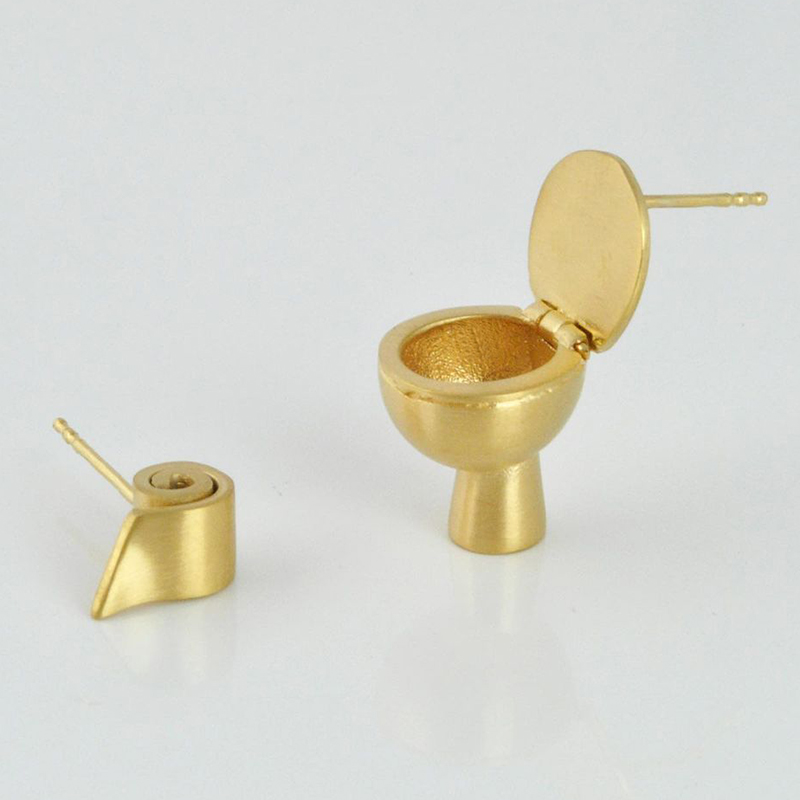 Toilet & Toilet Paper Asymmetrical Earrings Toilet & Toilet Paper Asymmetrical Earrings