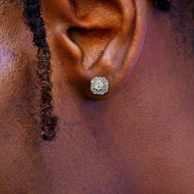 Iced Out Round Stones Magnetic Earrings