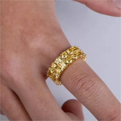 Iced 2-Row Eternity Yellow Stone Band