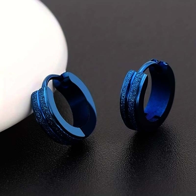 Frosted Hoop Earrings for Men