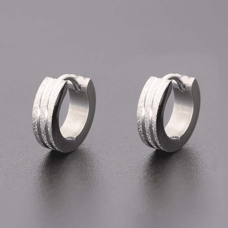 Frosted Hoop Earrings for Men