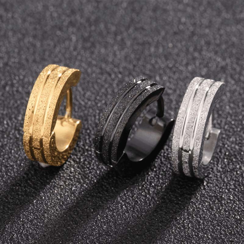 Frosted Hoop Earrings for Men