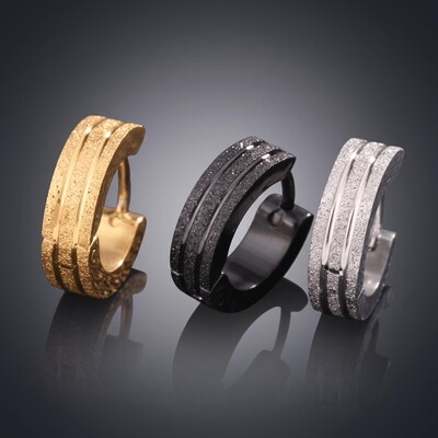Frosted Hoop Earrings for Men