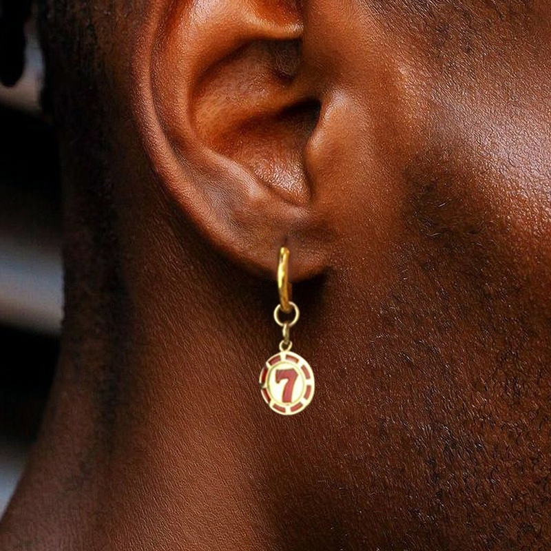 Red Diamonds Enamel Dice &  Bargaining Chip Dangle Earrings