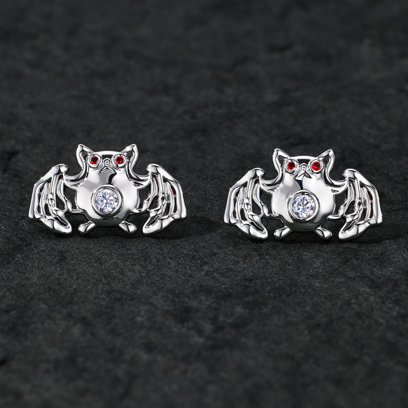 Bat Red Diamond Stud Earrings