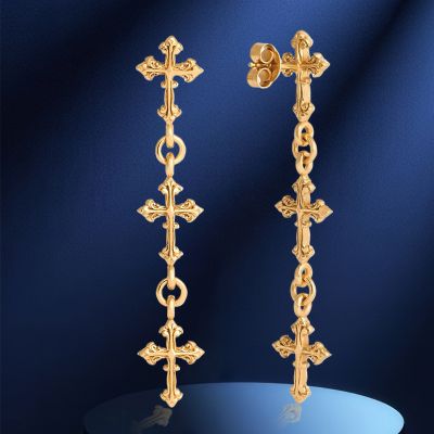 Gothic Cross Link Drop Earrings