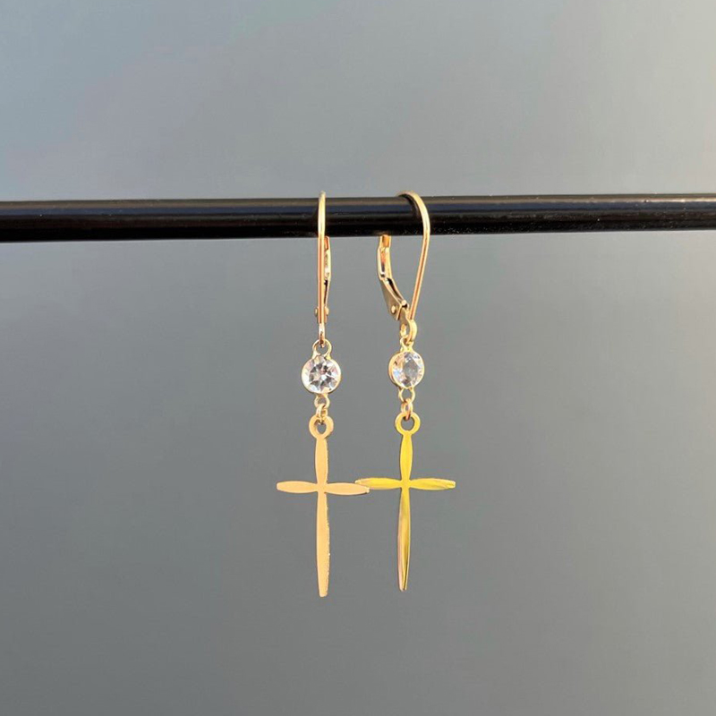 Cross Diamond Dangle Earrings