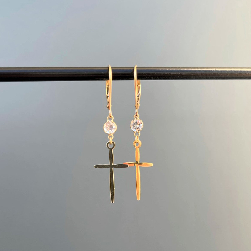 Cross Diamond Dangle Earrings