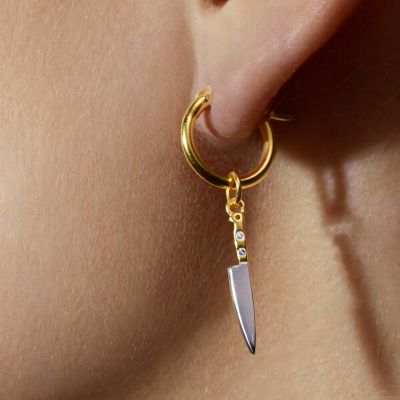 Two-tone Knife Dangle Earrings