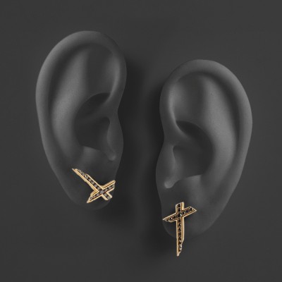 Black Diamond Irregular Cross Earrings