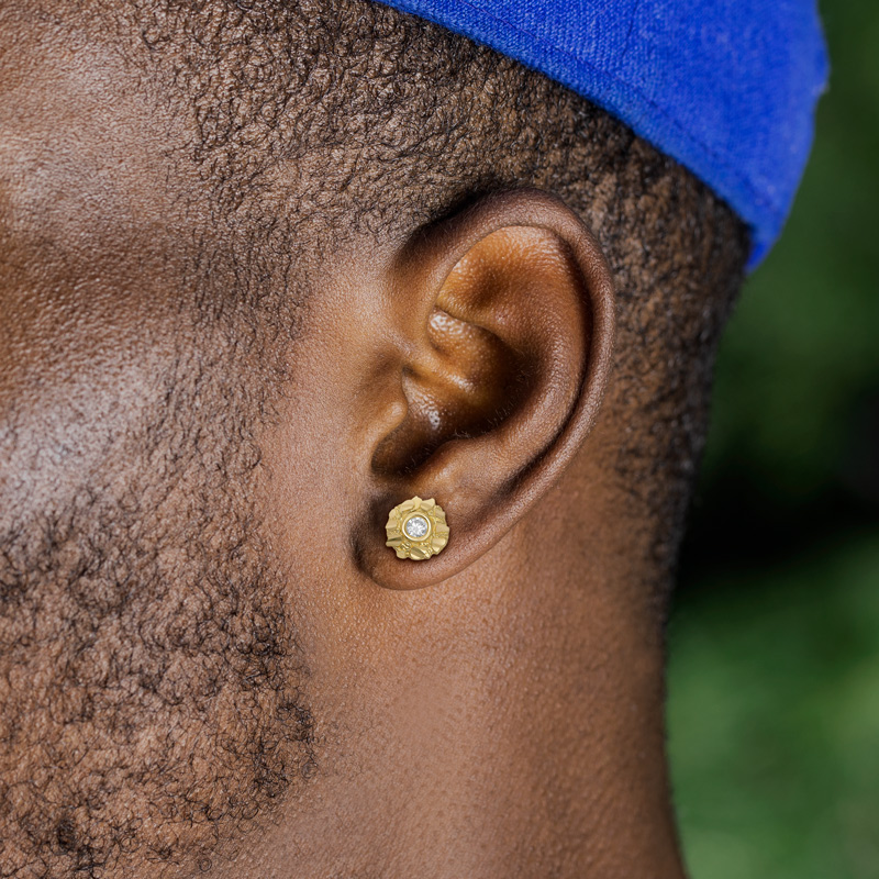 Round Diamond Nugget Stud Earrings