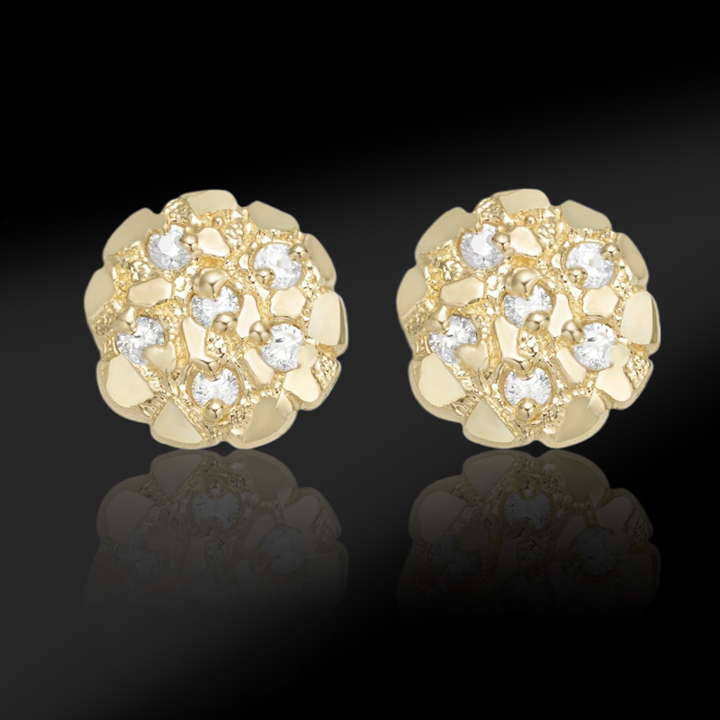 Iced Round Nugget Stud Earrings