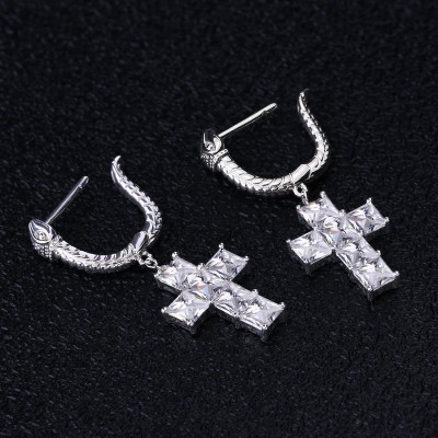 Snake Buckle Dangle Cross Earrings