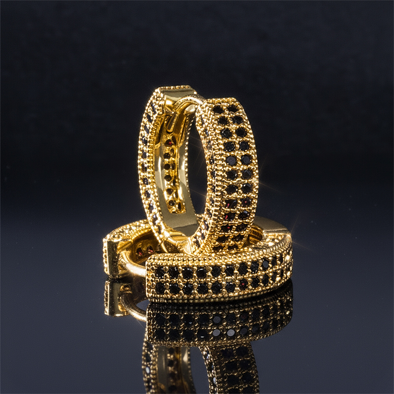 Moissanite Micro Pave Hoop Earrings in S925 Sterling Silver with 18K Gold Plated Moissanite Micro Pave Hoop Earrings in S925 Sterling Silver with 18K Gold Plated