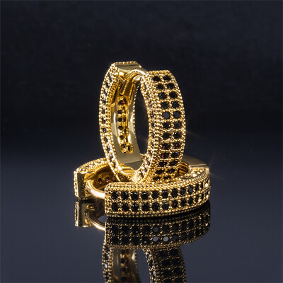 Moissanite Micro Pave Hoop Earrings in S925 Sterling Silver with 18K Gold Plated