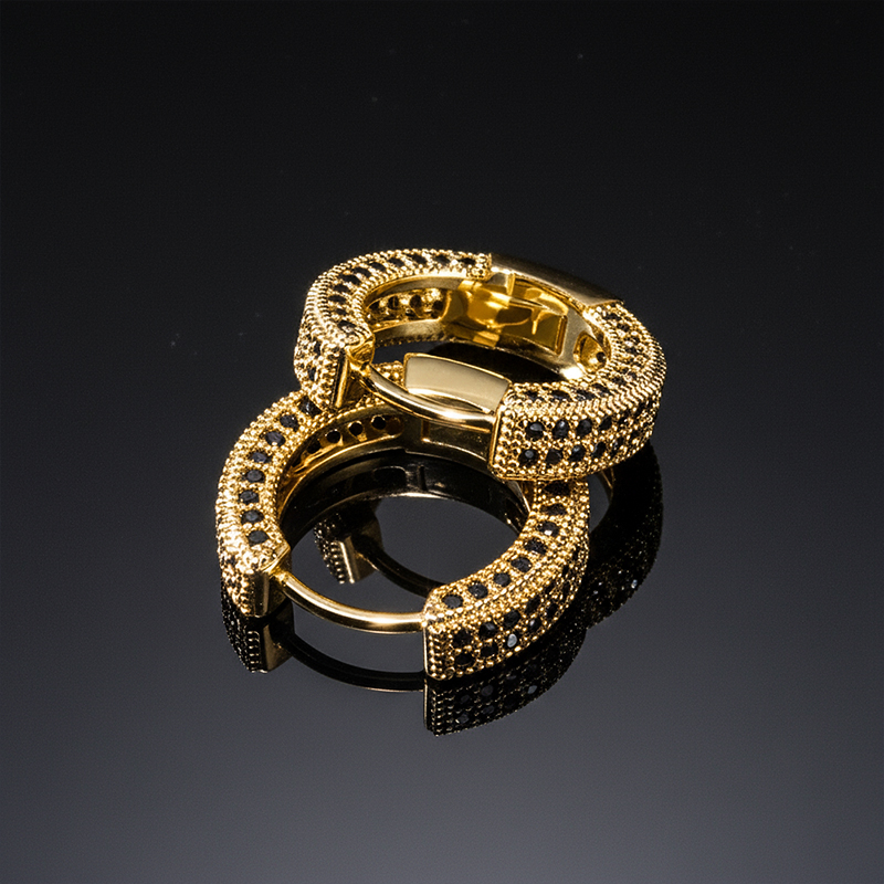 Moissanite Micro Pave Hoop Earrings in S925 Sterling Silver with 18K Gold Plated Moissanite Micro Pave Hoop Earrings in S925 Sterling Silver with 18K Gold Plated