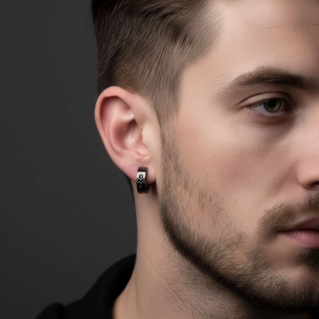 Moissanite Cross Hoop Earrings in S925 Sterling Silver with 18K Black Gold Plated Moissanite Cross Hoop Earrings in S925 Sterling Silver with 18K Black Gold Plated