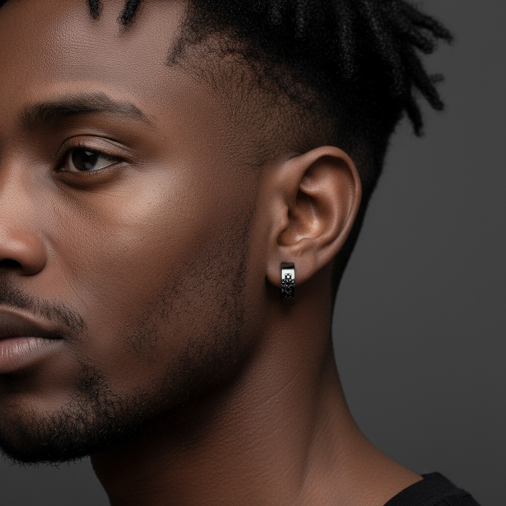 Moissanite Cross Hoop Earrings in S925 Sterling Silver with 18K Black Gold Plated Moissanite Cross Hoop Earrings in S925 Sterling Silver with 18K Black Gold Plated