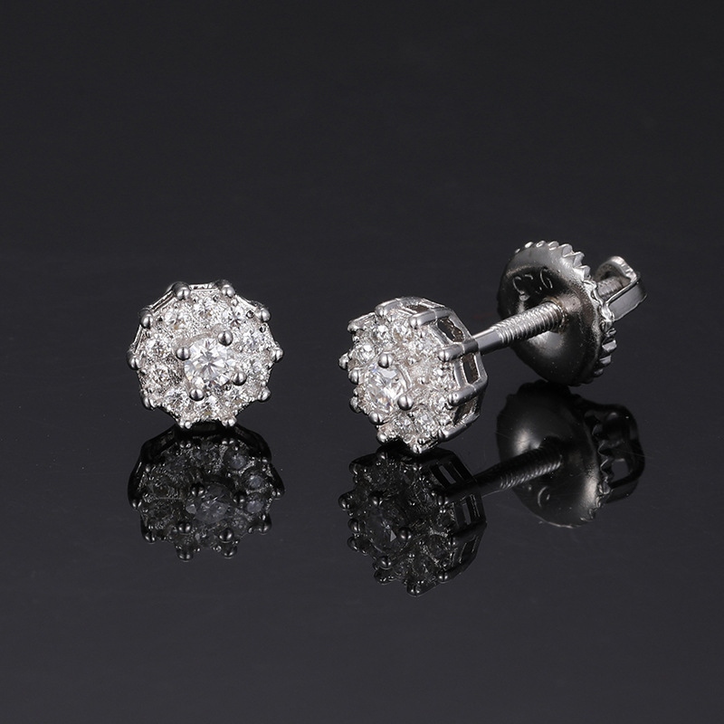 Moissanite Flower Stud Earrings in S925 Sterling Silver