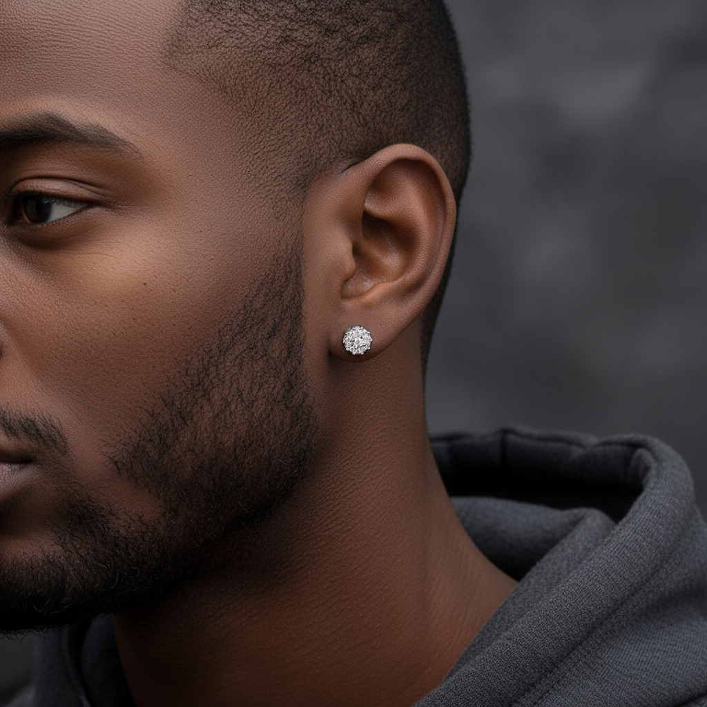 Moissanite Flower Stud Earrings in S925 Sterling Silver Moissanite Flower Stud Earrings in S925 Sterling Silver