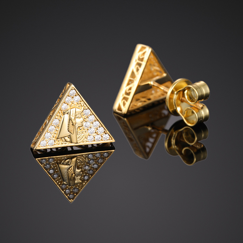 Moissanite Pyramid Pharaoh Stud Earrings in S925 Sterling Silver